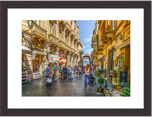 Street Scene Sicily Taormina City Framed print